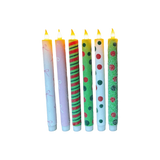 6pcs Macaron Glitter Electronic Candles Macaron Color Realistic Flame LED Candles Remote Control Christmas Straight Rod Candles
