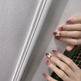 Popxstar 24Pcs/Box Gradient Long Ballet France Press on Nail Ink Chinese Style False Nails Rose Girls Full Cover Fake Nail Piece Finished