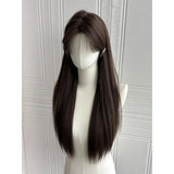 Popxstar Temperament Black Wig Long Black Hair Headband Lace Front Wigs Natural Comfortable Fluffy Long Straight Wig for Daily Use  가발