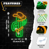 Cactus LED Neon Sign USB Dimmable Neon Light Sign for Gameroom Bedroom Bar Livingroom Birthday Party Gift Wall Decoration