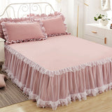 Popxstar 1pcs Elegant Princess Bed Skirt Non-slip Mattress Cover Ruffled Lace Bed Skirt Bedsheet Protector Bedspread No Pillowcase