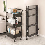 Popxstar Folding Storage Rack Trolley Kitchen Bathroom Bedroom Multi Storey Snacks Shelving Organizer Carts Mobile Trolley Storage Rack