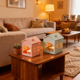 Popxstar  Ceramic Hollow House Candle Holders Cozy Candlesticks for Candles Home Dining Table Wedding Art Decorations Candle Holders Gifts