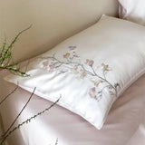 Popxstar  Flowers Embroidery Luxury Bedding Set 600TC Lyocell Bamboo Fiber Soft Silky Duvet Cover Flat/Fitted Bed Sheet Pillowcases 4Pcs