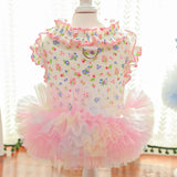 Pet Supplies Cute Puppy Floral Vest Breathable Soft Cat Cake Skirt Thin Design Pet Princess Dress For Dogs and Cats