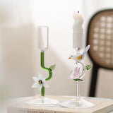Popxstar  1pc Creative Glass High Footed Light Luxury Romantic Candle Holder Ornament for Home Decoration
