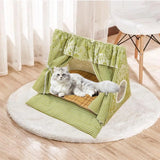 Popxstar  Cute Cat Tent House Removable Clean Dog Tent Bed Breathable Cool Cats Summer Cave Large Space Puppy Kitten House Pet Accessories
