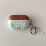 Popxstar  korea lovely green apple bow plaid for airpods 4 2024 earphone case for airpods 1 2 3 pro 2 soft silicone protection cover coque