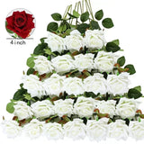 Popxstar 100 Pieces Artificial Roses Flowers Fake Silk Roses Bouquet for Table Centerpiece Vases Wedding Party Decor