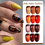 7ML Translucent Jelly Amber Gel Nail Polish Nude Color Semi Permanent Soak Off UV Nail Arts Manicure DIY Varnish Design