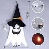 Popxstar LED Halloween Decoration Flashing Light Gypsophila Ghost Festival Dress Up Glowing Wizard Ghost Hat Lamp Decor Hanging Lantern