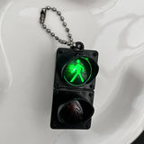 Popxstar 1/2Pcs Simulation Electronic Traffic Light Keychain Pendant Mini Pedestrian Light LED Light-emitting Toy Kids Cognitive Toy Gift