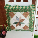 Pastoral Patchwork Floral Cushion Covers Soft Cotton Quilted Pillow Cases with Ruffled Edge for Sofa Bedroom Living Room Decor