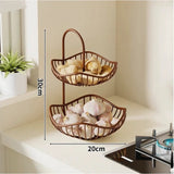 Desktop double-layer storage basket metal iron Retro industrial style vegetable fruit storage rack shelf kitchen household