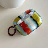 Retro Splice Striped Stereoscopic Stars Gemstone Earphone Case For Airpods 1 or 2 3 4 Pro Shockproof Protective Cover with Hook
