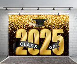 Popxstar Graduation Backdrop Congrats Gold Class of Grad Photocall Decoration Photography Background Photo Banner