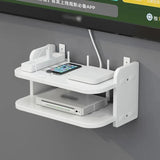 Popxstar Wifi Hanging Shelf Router Power Strip Multi Outlet TV Set Top Box Cable Hidden Floating Rack Wall Mount Holder Storage Organizer