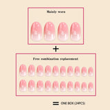 Popxstar Simplicity Fashion Girls Women 24Pcs/Set Short Oval Pink Gradient Full Coverage Wearable Fake Nails