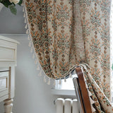 Popxstar American Style Semi-blackout Jacquard Fringe Curtain Country Home Decoration Curtains Living Room Bedroom Kitchen Valance