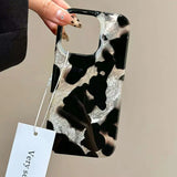 Popxstar Gradient Ink Marks Laser Phone Case For Phone 16 15 14 13 12 11 Pro Max XS X XR 7 8 Plus Stylish Leopard Print Back Bumper Cover