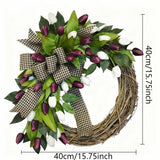 Popxstar  Spring Tulip Wreath, Door Hanging Decoration, Home Decoration Pendant, Festival Party Decoration Simulation Flower