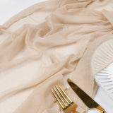 Popxstar Beige Table Runner Chiffon Table Setting Semi-Sheer Dining Vintage Wedding Party Christmas Banquets Arches Cake Decor
