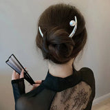 Popxstar Woman Silver Metal Big Pearl Half-moon Hairpin Simplicity Hairclips Lady Retro U Shape Hairpin Ladies Hair Accessories Headwear