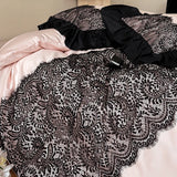 Popxstar  1000TC Egyptian Cotton Black Lace Patchwork Bedding Set Queen King Size Duvet Cover Set Flat/Fitted Bed Sheet Pillowcases 4Pcs