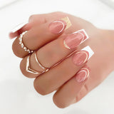 Popxstar 24pcs/set Short Square Fake Nails for Women Cute Bride Heart White French Tips Faux Ongles Y2k Press on False Nail Supplies