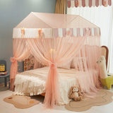 New Princess Style Small House Mosquito Net with Bracket for Girls 4 Doors Lace Canopy Bedroom Decoration