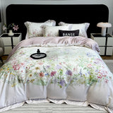 Popxstar  1000TC Lyocell Cotton Flowers Plant Prints Luxury Bedding Set Soft Silky Duvet Cover Set Flat/Fitted Bed Sheet Pillowcases 4Pcs