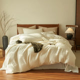 Popxstar  Pure cotton three-layer yarn bed four-piece set cotton bedding simple quilt cover bed sheet three-piece bed hat