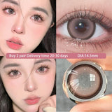 Popxstar 2PCS New Colored Contact Lenses Myopia Power Pink Lens -0.00 to -8.00 Amber Makeup for Eyes with Blue Lens
