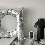 Popxstar  Wall Mirror Modern Silver Pillow Mirror Creative Square Wall Mounted Mirrors Makeup Mirror Bathroom Home Bedroom Wall Decor
