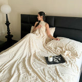 Popxstar Butterfly Jacquard Plush Blanket Summer Conditioning Bedding Nap Blanket Office Sofa Nap Blankets Soft Comfortable Bed Blankets