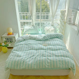 Popxstar  Nordic Bedding Set Ins Popular Striped Duvet Cover Set Bed Sheets Set Single Twin Full Queen Size Skin-Friendly Soft Bedding