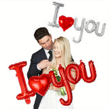 Popxstar 1pc Conjoined Letters I Love You Foil Balloon Romantic Inflatable Decor for Mother's Day,Birthday,Wedding,Anniversary Party