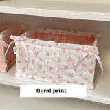Popxstar  Desktop Square Fabric Art Cotton Storage Basket Ins Style Korean Cute Quilted Storage Basket Clothes Sundries Storage Fram ﻿