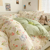 Popxstar Kawaii Bedding Set for Kids Ins Twin Queen Size Duvet Cover Flat Sheet Pillowcase No Filler Girls Boys Home Totel Bed Linens