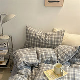 Popxstar Fashion Plaid Bedding Set 100% Cotton Duvet Cover Set Home Textiles Nordic Bed Sheet Queen King Quilt Cover Pillowcase Bed Linen