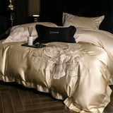 Popxstar  High Precision Damask Egyptian Cotton Flowers Embroidery Luxury Bedding Set Duvet Cover Flat/Fitted Bed Sheet Pillowcasess 4Pcs