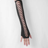 Popxstar Sexy Lace Lace Gloves Long Points Nightclub Dancing Fun Etiquette Mesh Fingerless Gloves Cos