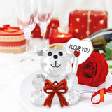 Popxstar Valentines Day Gift Crystal Bear Glass Rose Artificial Flower Fashion Ornament Lovely Animal Wedding Home Decor Christmas Gifts