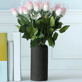 Popxstar  Striped Ceramic-Like Plastic Vase For Flowers Decorative Floral Arrangement Display Creative Little Flower Vase