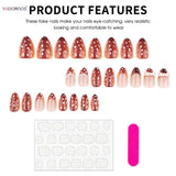 Popxstar  Red/Pink Almond Fake Nails 24Pcs Full Cover Acrylic Press On Nails with Polka Dot Designers Cool Girls Charm Manicure Nails Art