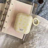 Popxstar  Korea Cute Full Yellow Flower Gloss Soft Protection Case For Apple AirPods 1 2 3 4 Pro 2 Cover Shockproof Funda With Keychain