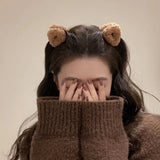 Popxstar Plush Cat Ears Hair Clips For Women Girls Lamb Cashmere Hairpin Forehead Bangs Clip Fluffy Children New Winter Hair Accessories