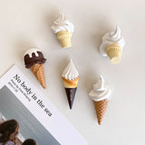 Popxstar Simulation Ice Cream Refrigerator Stickers Fruit Flavor Cone Refrigerator Decoration Photo Wall Resin Gift Children's Toys