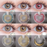 Popxstar 1pair Colored Contact Lenses for Eyes Fashion Blue Lenses Brown Pupils Cosmetic Contacts Yearly Korean Color Contact