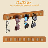 Popxstar Wooden Wall Mounted Sunglasses Storage Rack Eyeglass Organizer Holder Self-adhesive Glasses Hanger  Sunglass Hook Storage Gifts